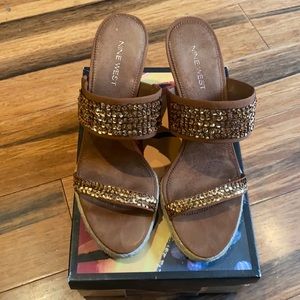 brown NINE WEST wedges